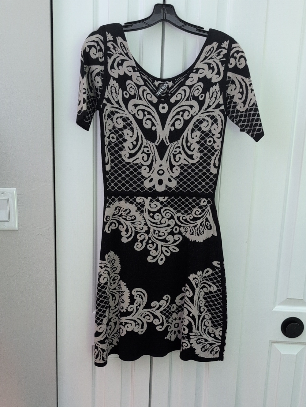 Yoana Baraschi Black and Cream Patterned Mini Dress